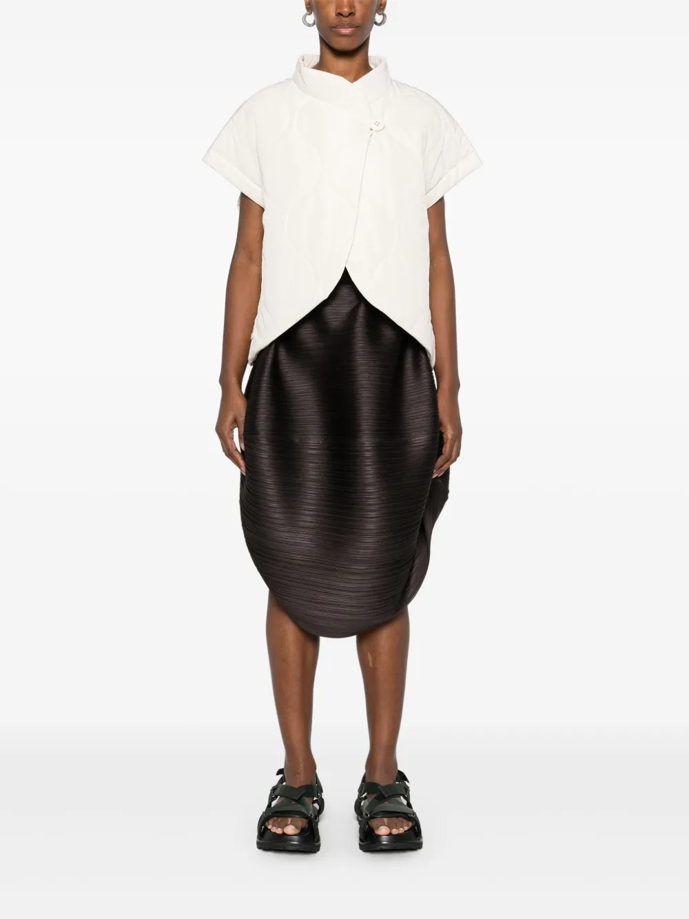 Pleats Please Issey Miyake UFO mini-rok - Bruin