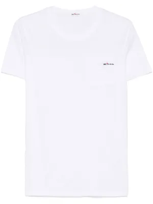 KITON VIP価格 送料無料 コットン ロゴ Tシャツ UMK0483HE30007 Kiton White Cotton T-Shirt – 2Men
