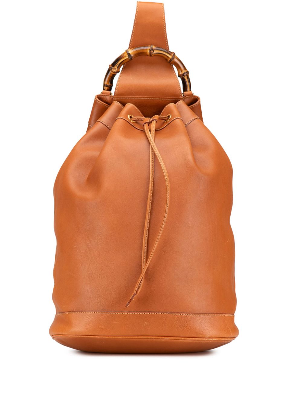 20th Century Leather Bamboo Drawstring backpack