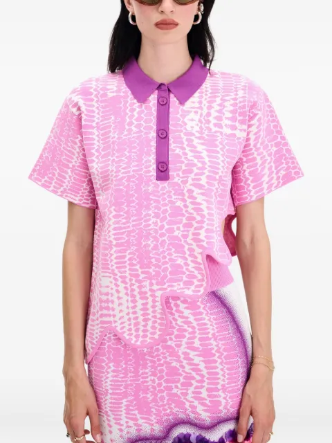 PH5 scallop-hem patterned polo shirt