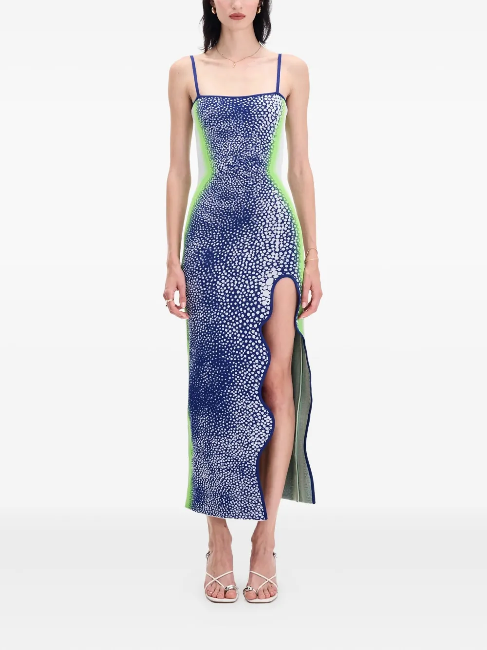 PH5 spot-print side-split dress Blauw