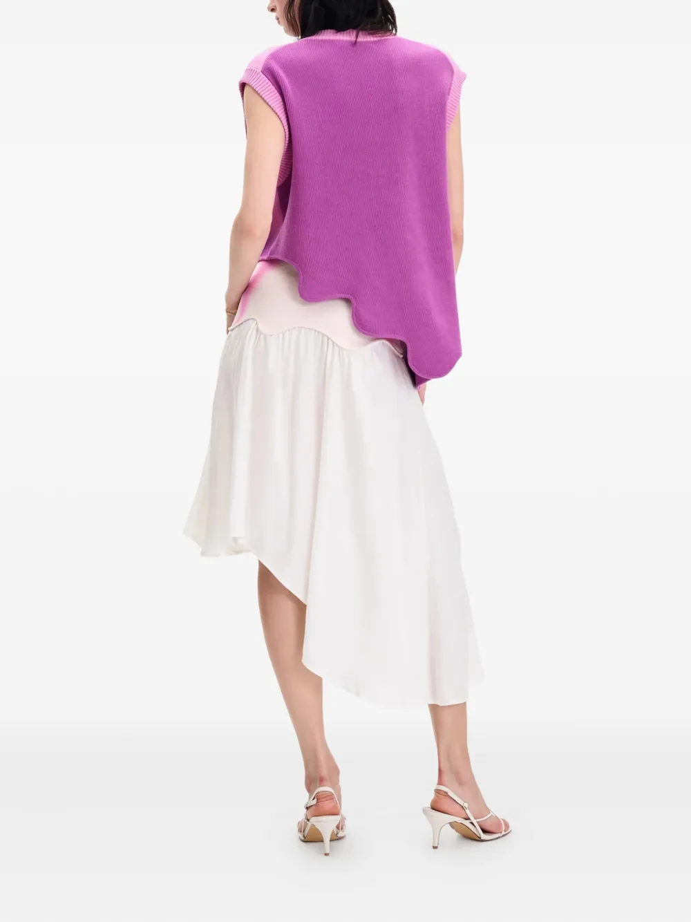 Ph5 V-neck Wavy-hem Vest In Pink