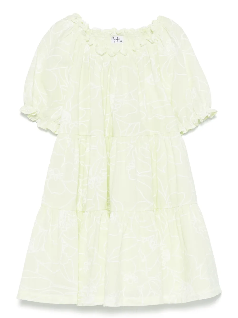 Il Gufo Jurk met bloe print Groen
