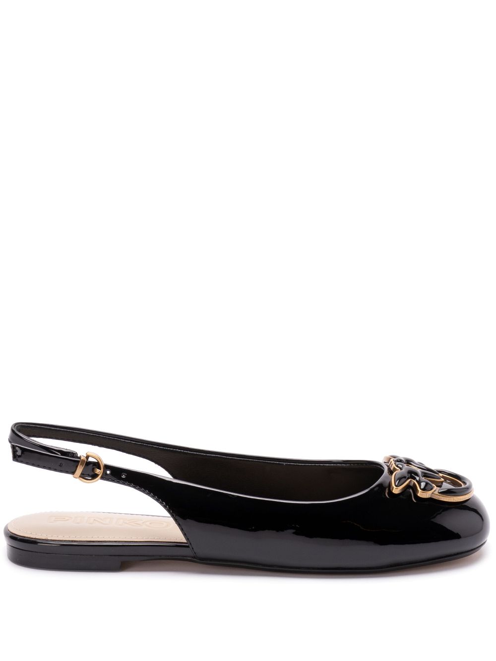 PINKO logo-plaque slingback ballerina shoes - Black