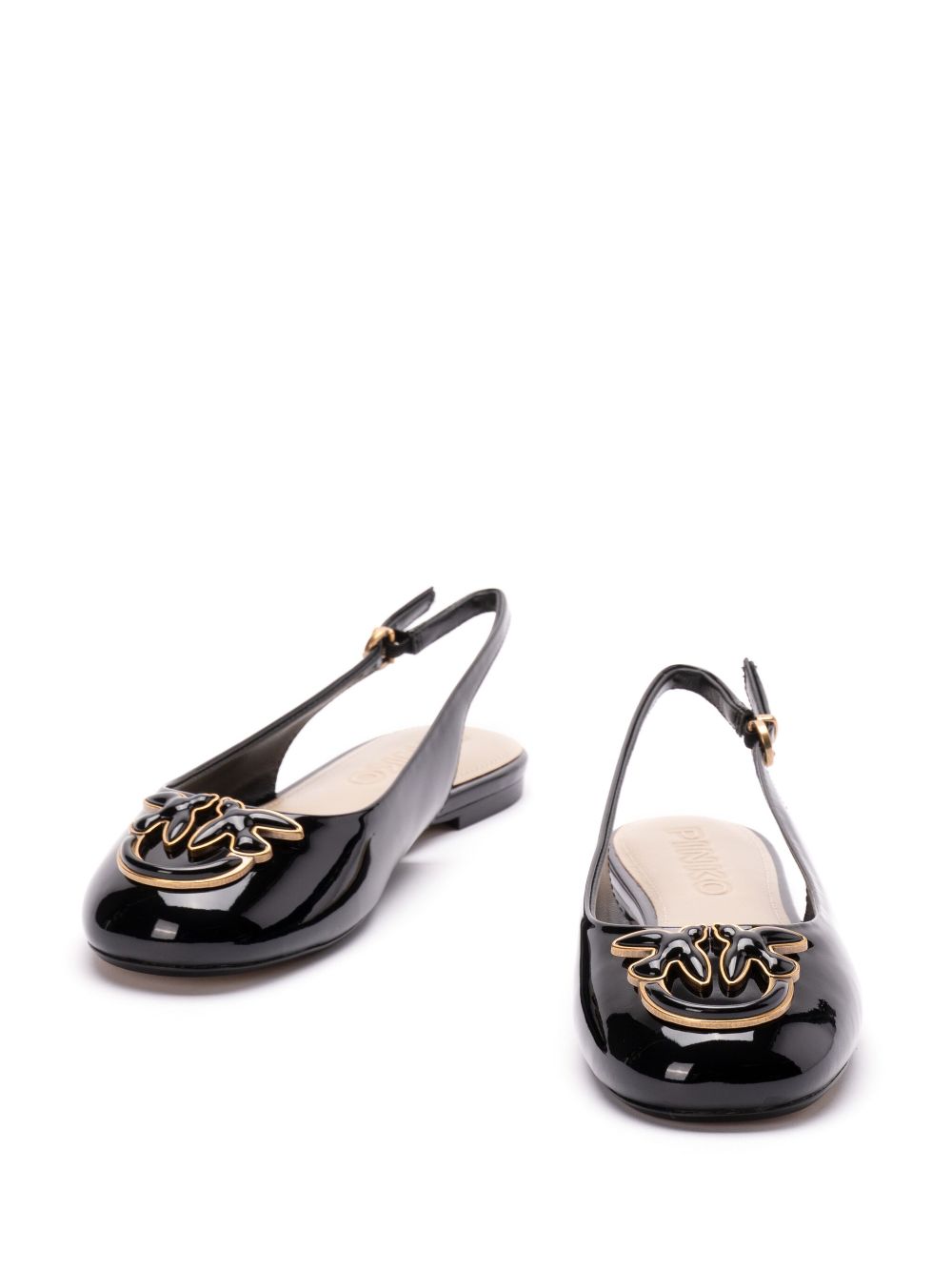 PINKO logo-plaque slingback ballerina shoes - Zwart