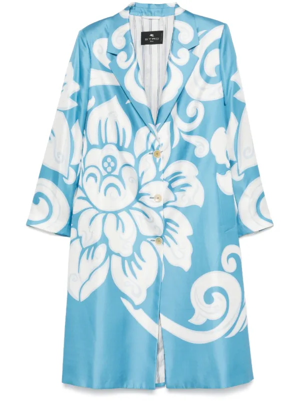 Etro Graphic-print Silk Coat in Blue