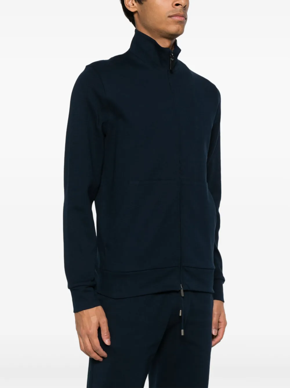 Shop Canali Zip-up Sweatshirt In Blau