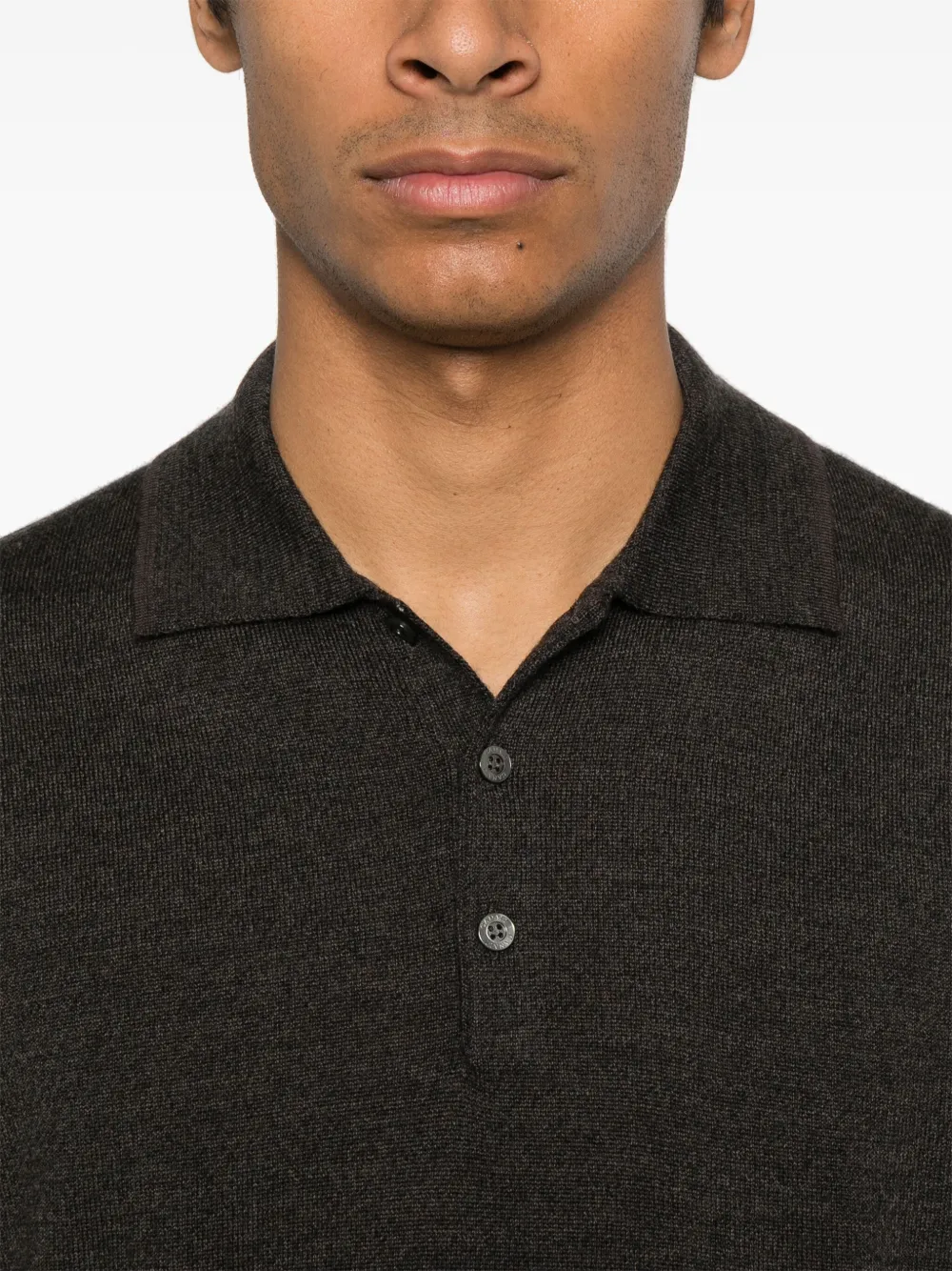 Canali Wollen poloshirt Bruin