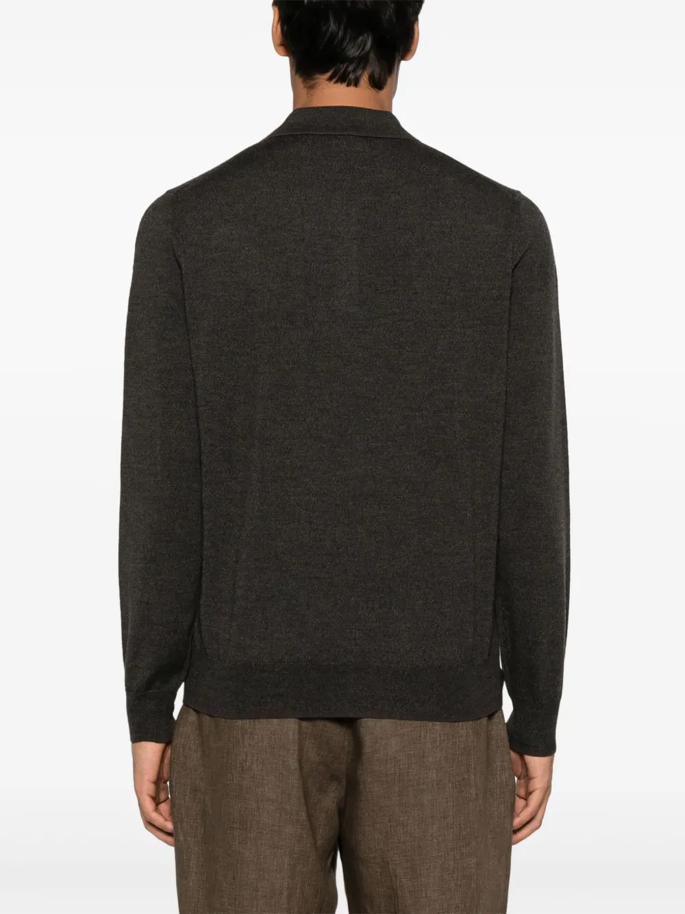 Canali Wollen poloshirt Bruin