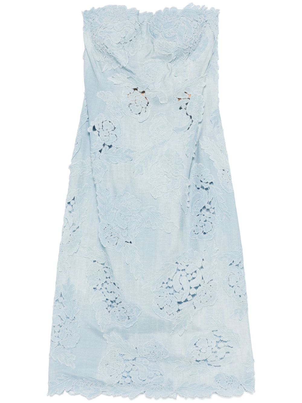 Ermanno Scervino floral-appliqué midi dress - Blue