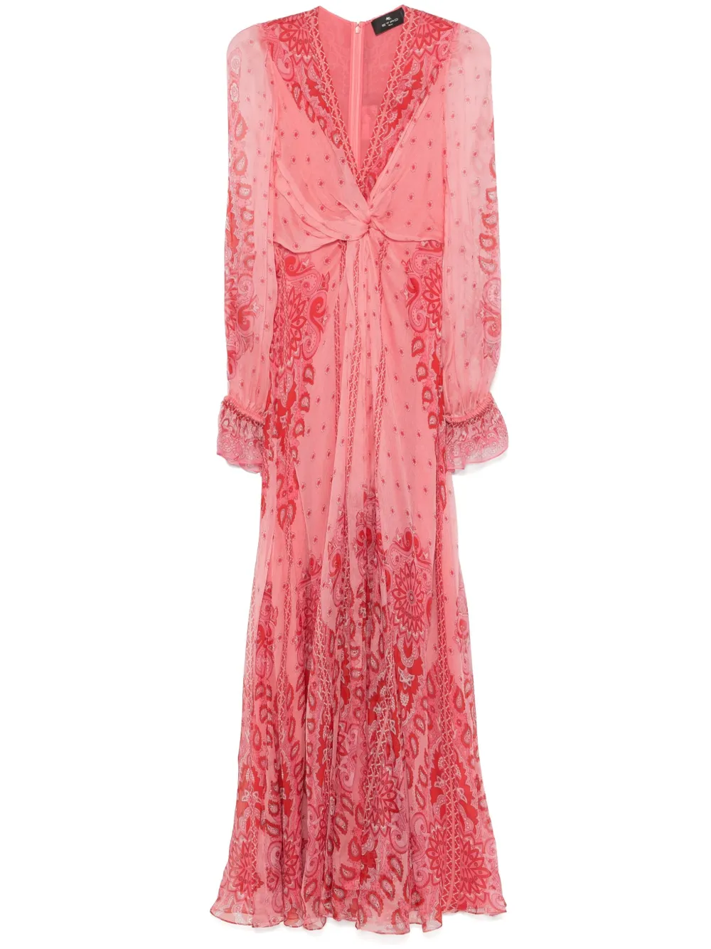 paisley-print silk gown