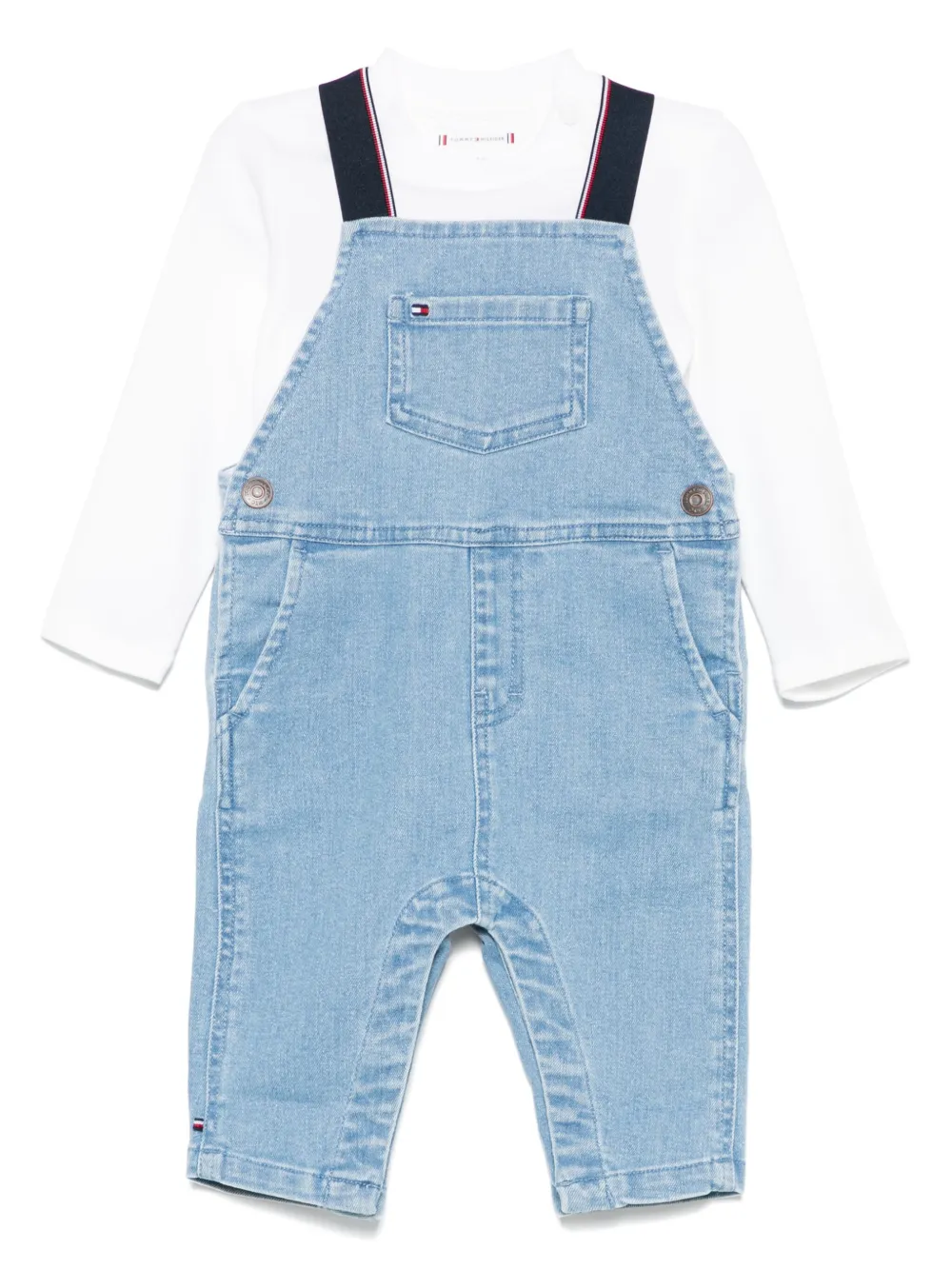 Tommy Hilfiger Junior Spijker tuinbroek en T-shirt Blauw