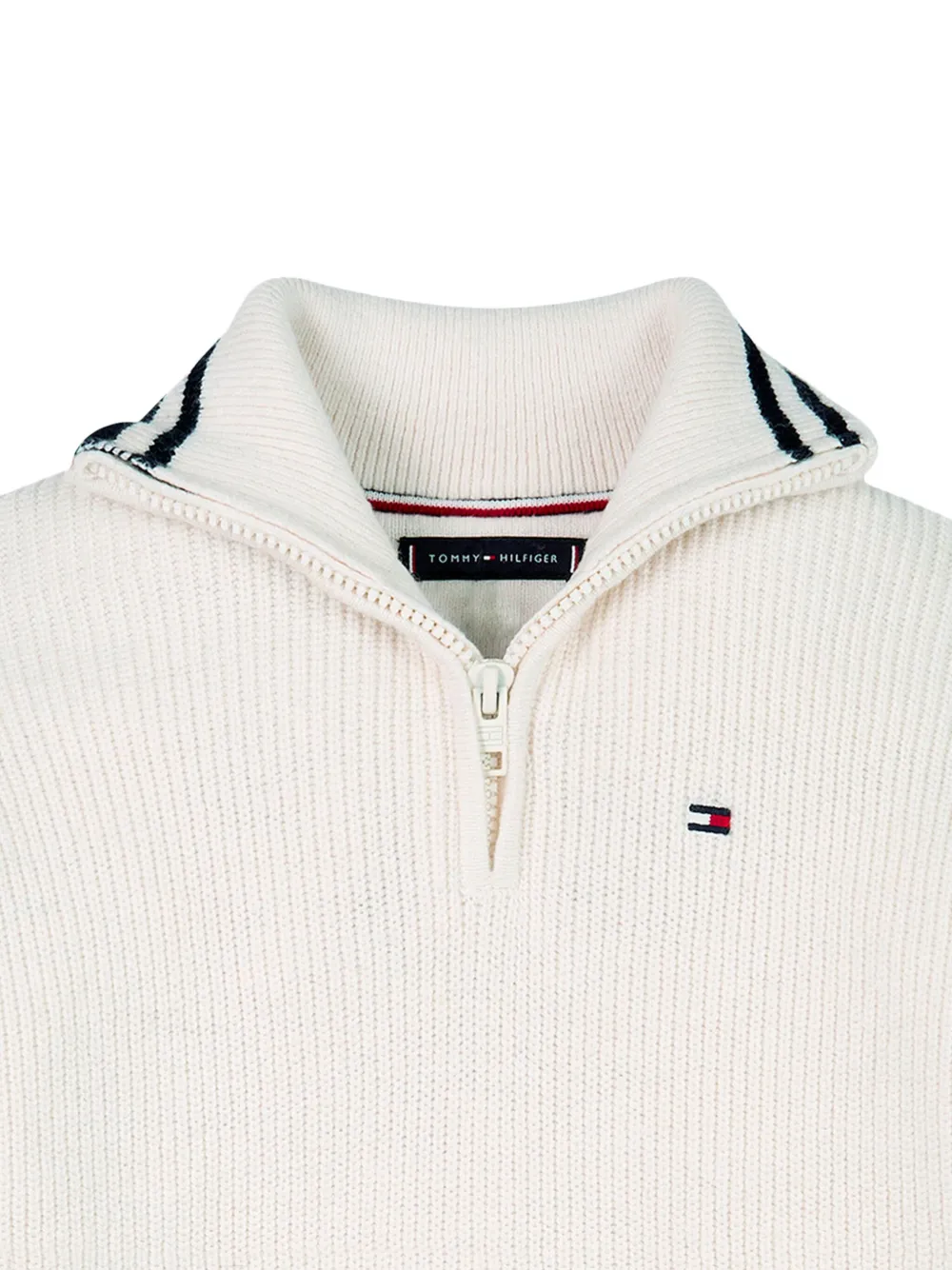 Tommy Hilfiger Junior Trui met hoge gebreide en geribbelde hals - Wit