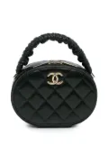 CHANEL Pre-Owned 2021 CC Quilted Lambskin Oval Top Handle Clutch handbag - Black