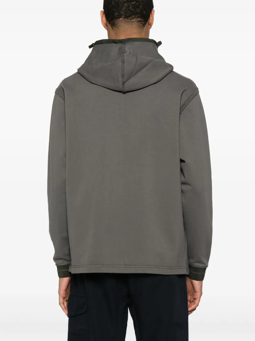 Shop C.p. Company Diagonal Fleece Hoodie In Grey