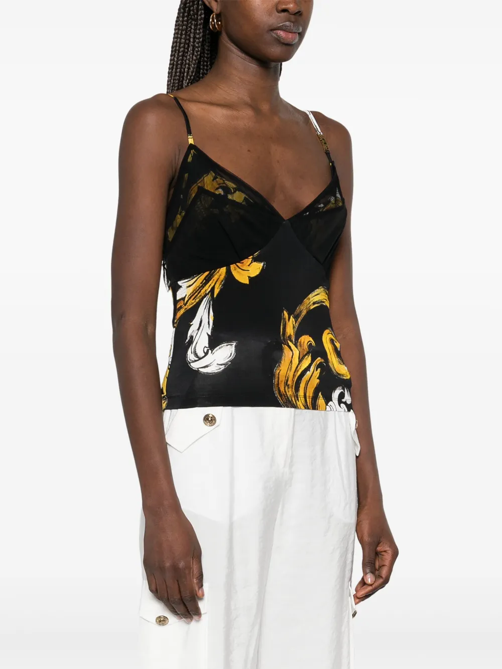 Versace Jeans Couture Barocco mesh top Zwart
