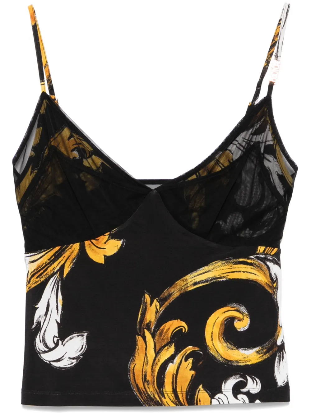 Versace Jeans Couture Barocco mesh top Zwart