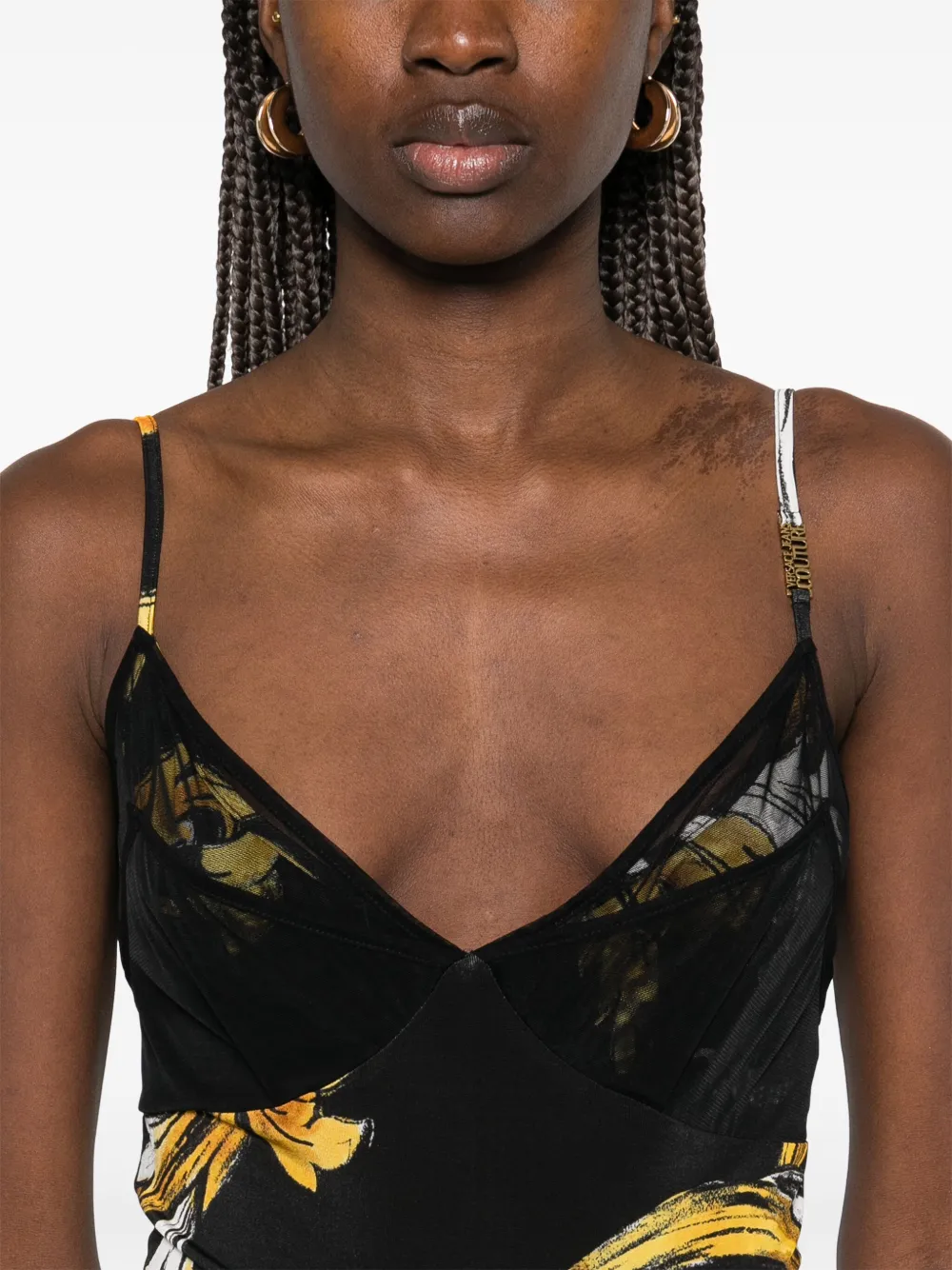 Versace Jeans Couture Barocco mesh top Zwart