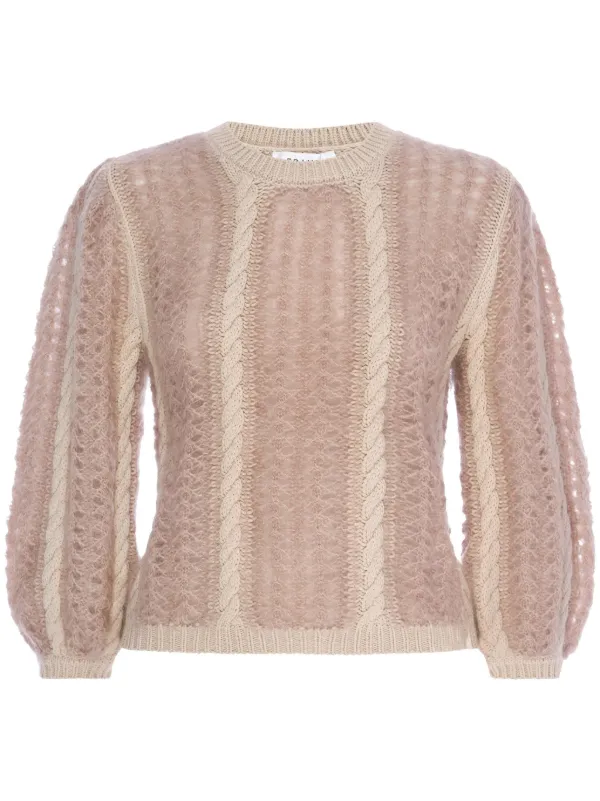 Frame Cable-knit Jumper in Pink