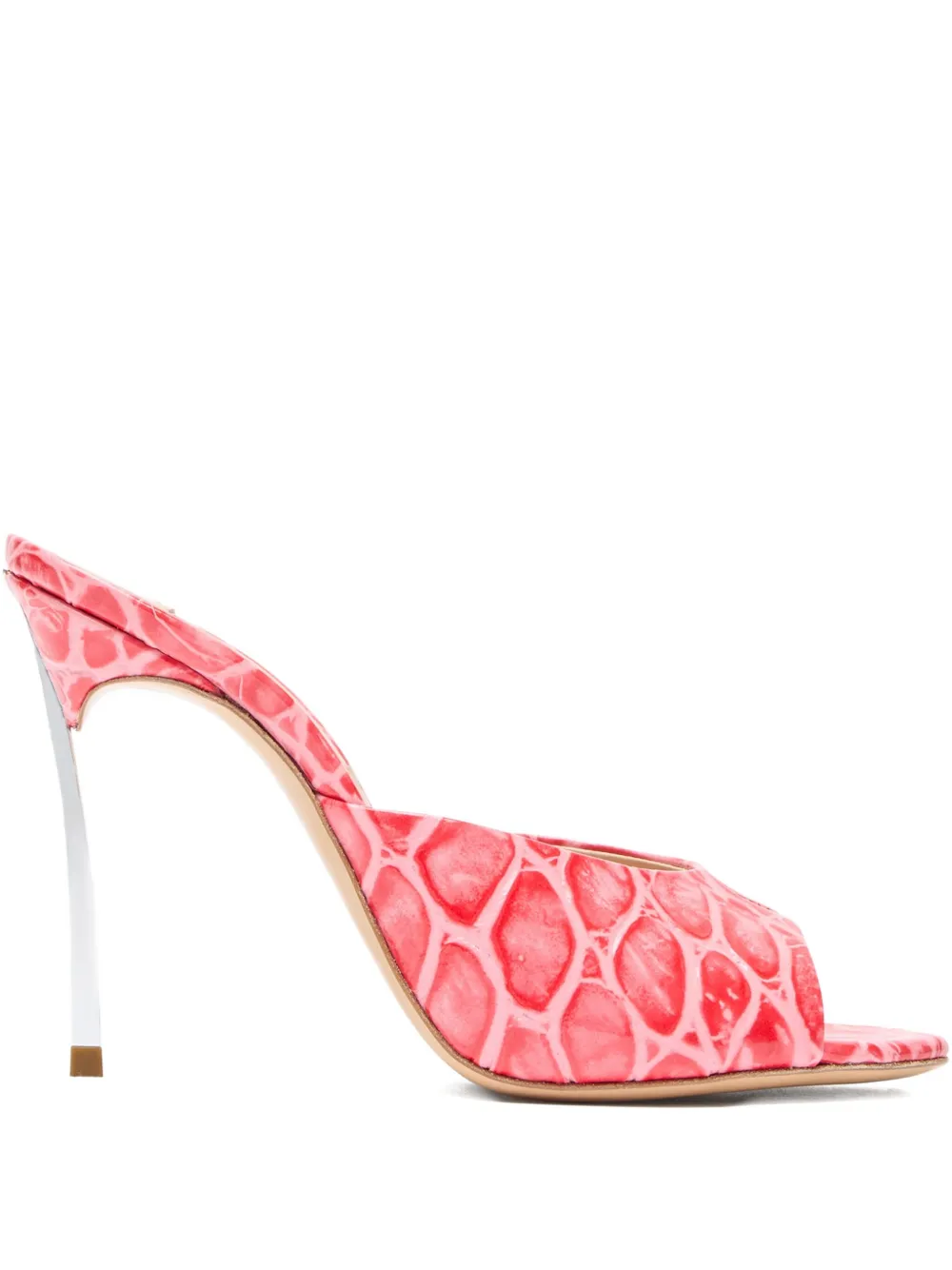 Casadei crocodile-embssed heeled mules Pink