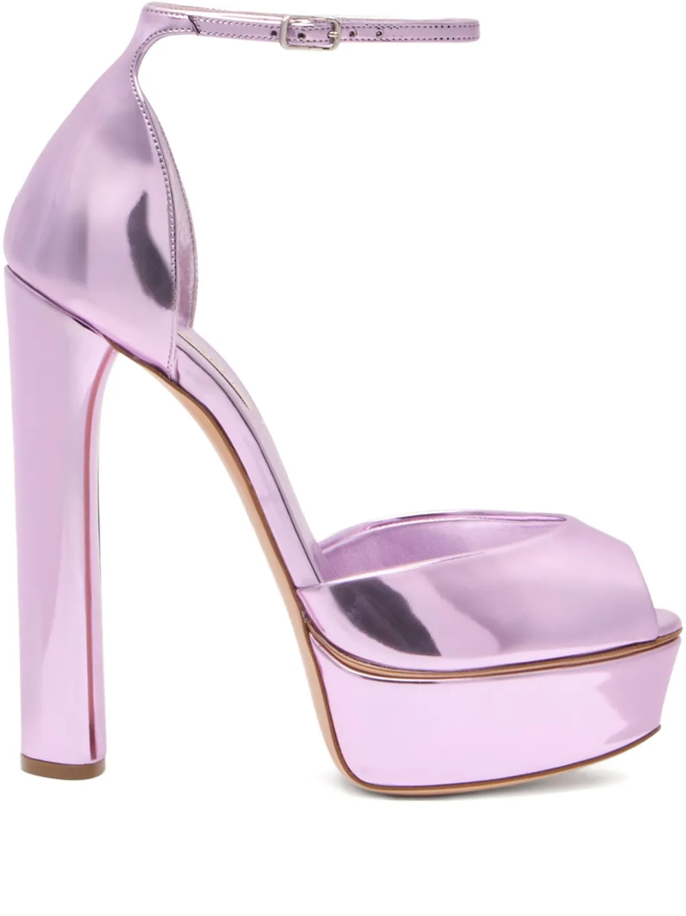 Casadei 140 mm Flora Intestellar metallic sandalen met plateauzool Roze