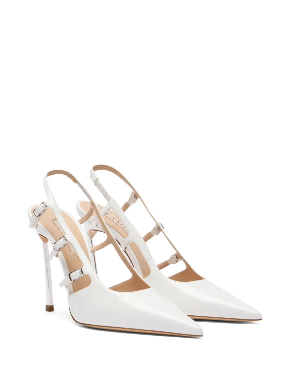 Casadei 100mm slingback pointed-toe heeled pumps White
