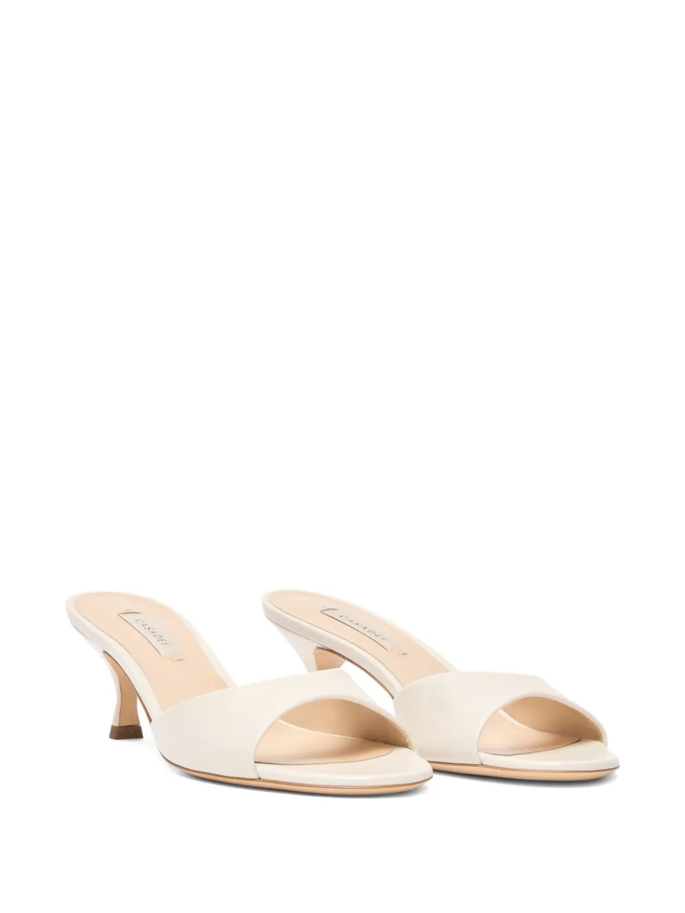 Casadei 50 mm muiltjes met open neus Beige