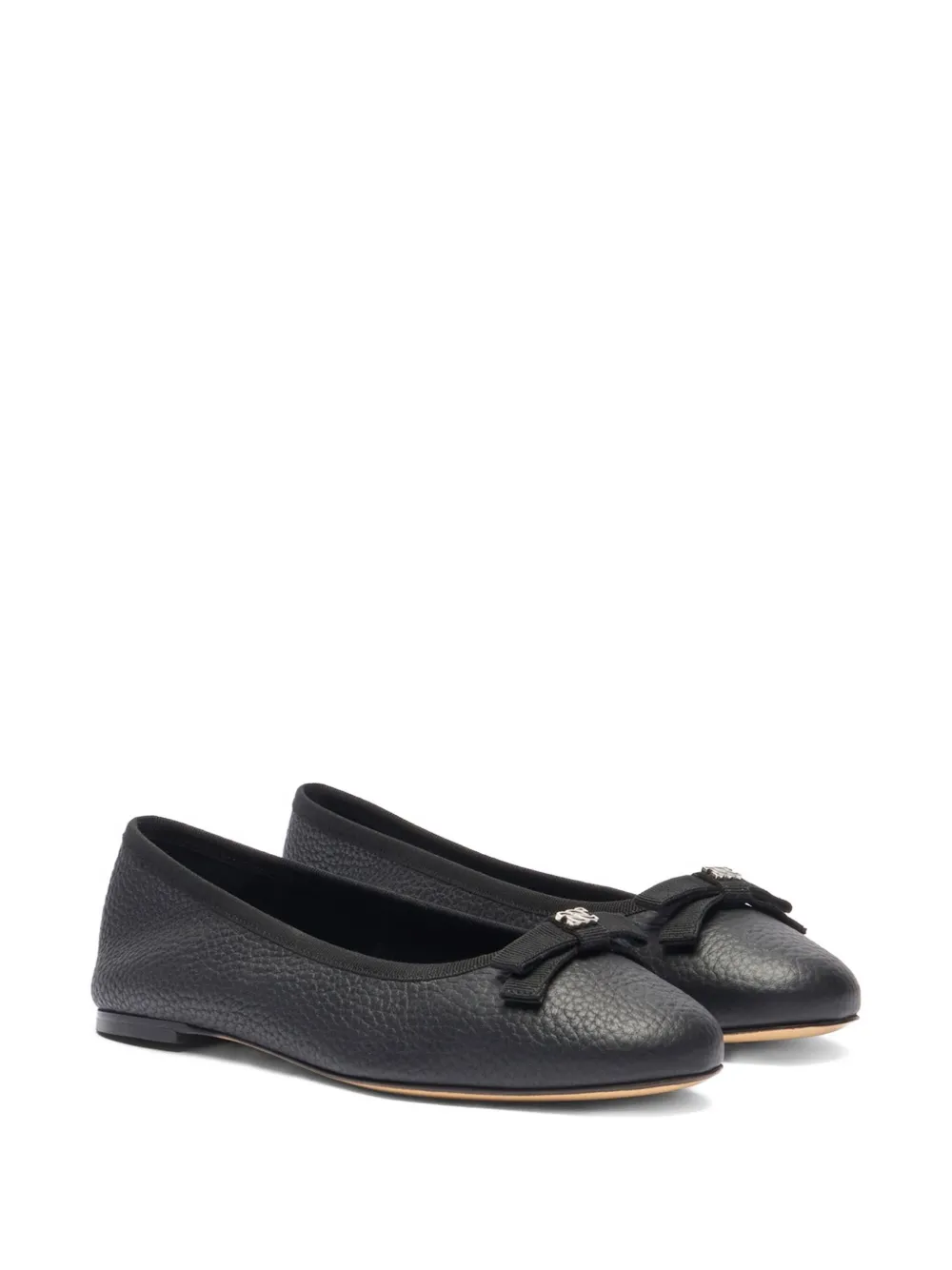 Casadei Ballerina's met textuur en strik Zwart