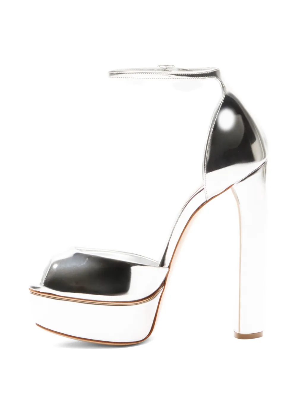 Casadei 140 mm sandalen met plateauzool en hak Zilver