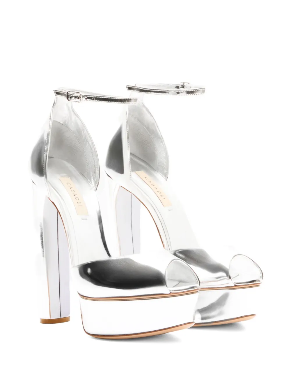 Casadei 140 mm sandalen met plateauzool en hak Zilver