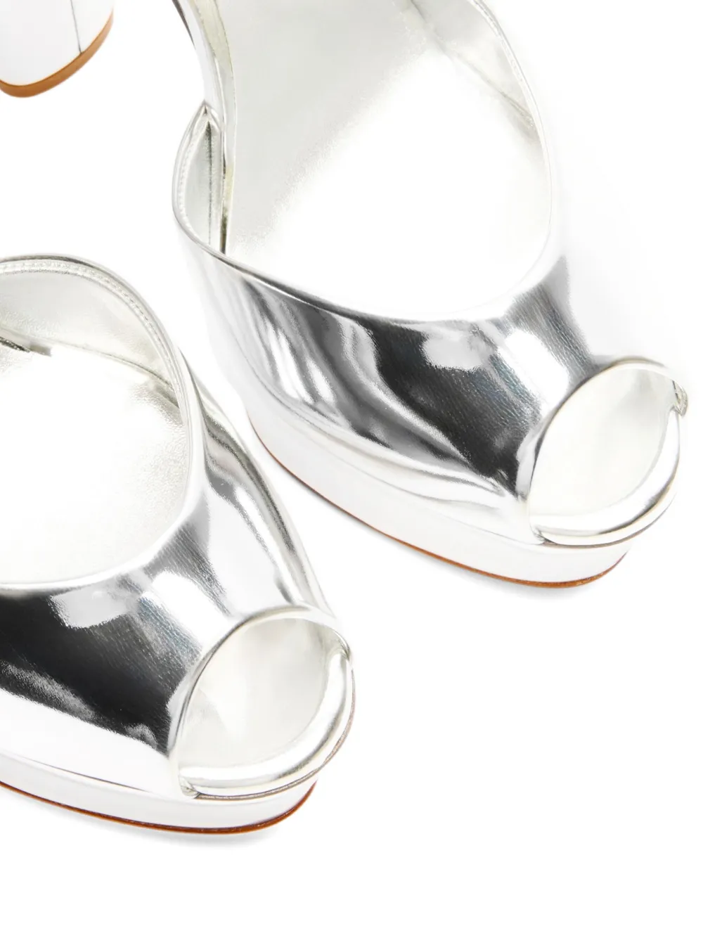 Casadei 140 mm sandalen met plateauzool en hak Zilver
