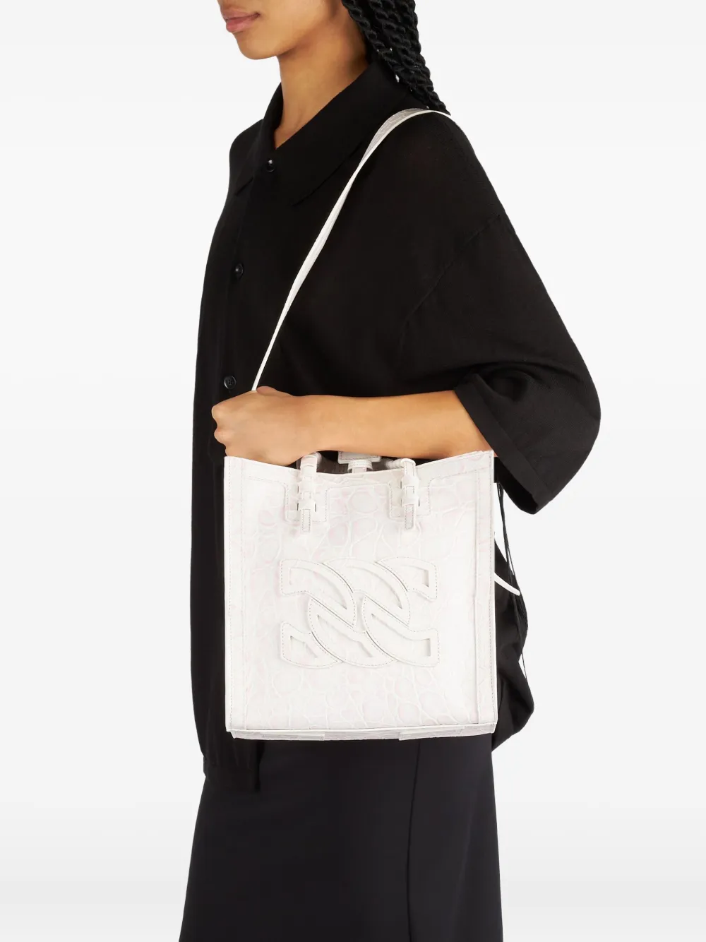 Casadei crocodile-embossed tote bag Roze