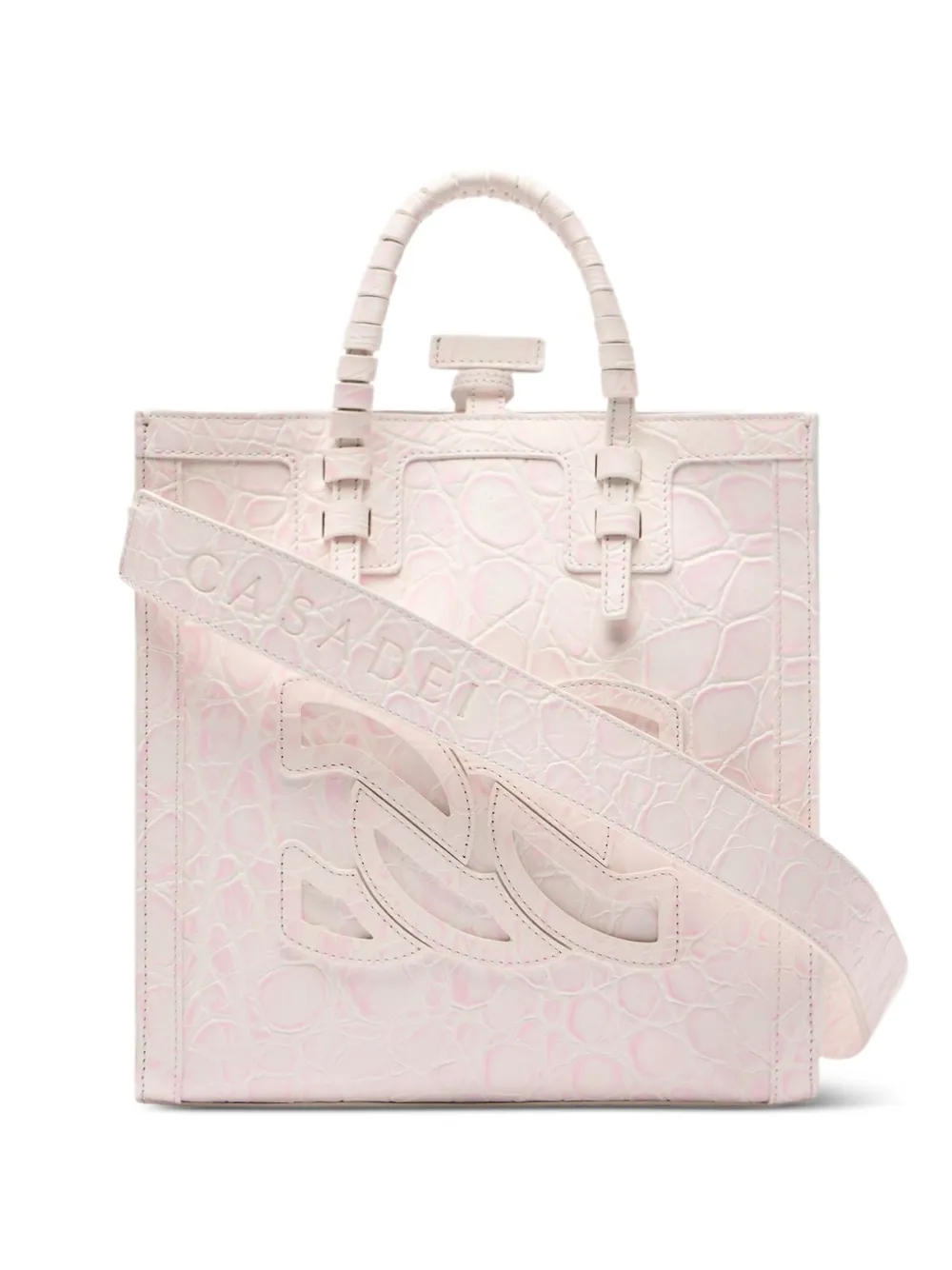 Casadei crocodile-embossed tote bag Roze