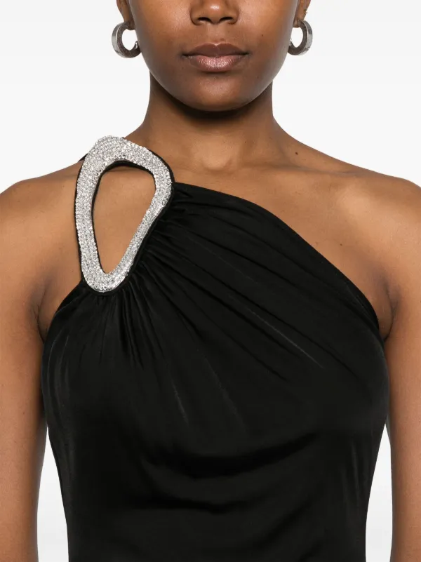 David Koma crystal-buckle Asymmetric Gown | Black | FARFETCH