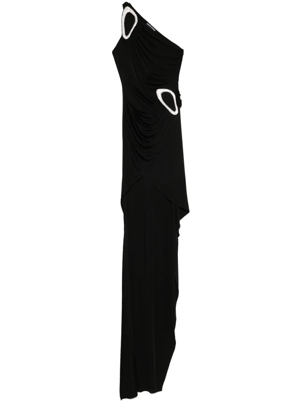 crystal-buckle asymmetric gown