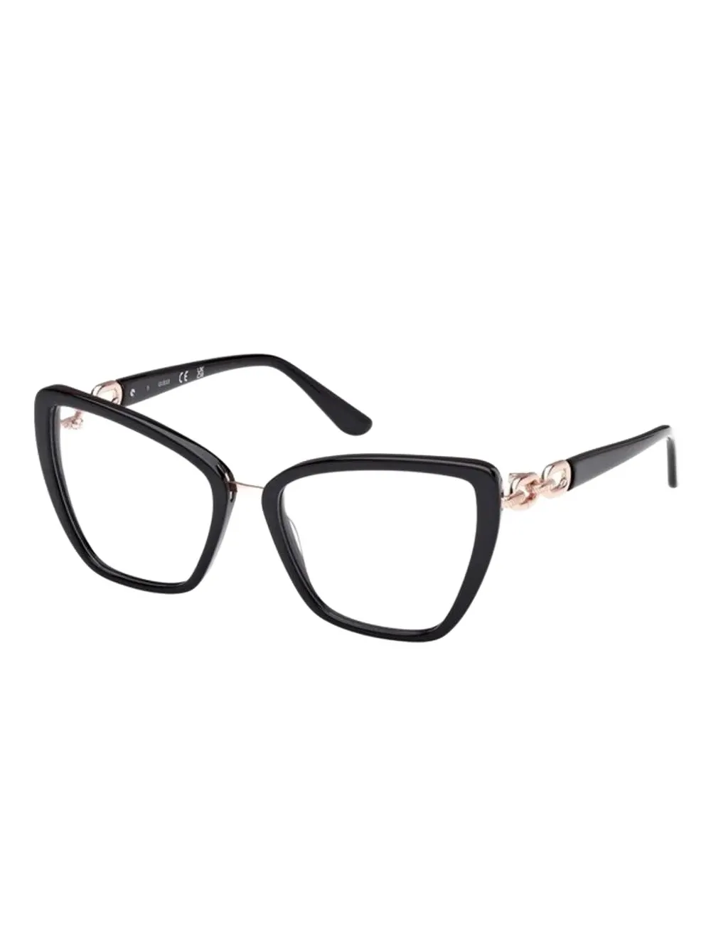 GUESS EYEWEAR Bril met cat-eye montuur en ketting Zwart