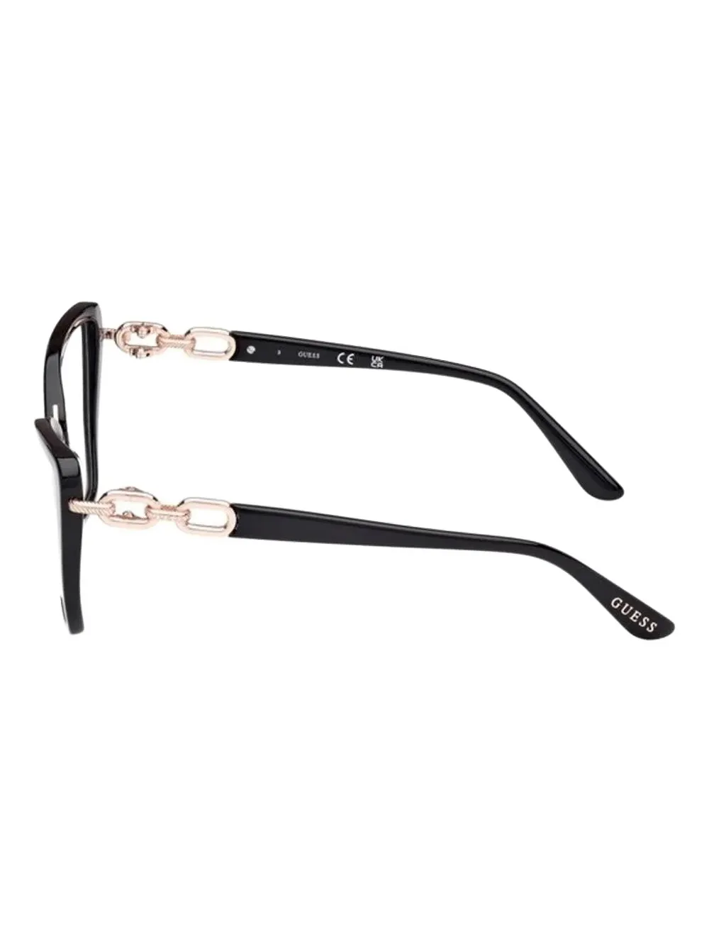 GUESS EYEWEAR Bril met cat-eye montuur en ketting Zwart