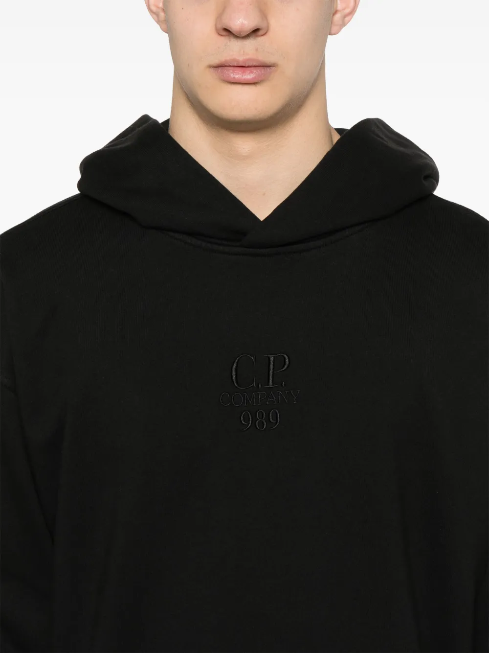 C.P. Company Diagonal Fleece hoodie Zwart