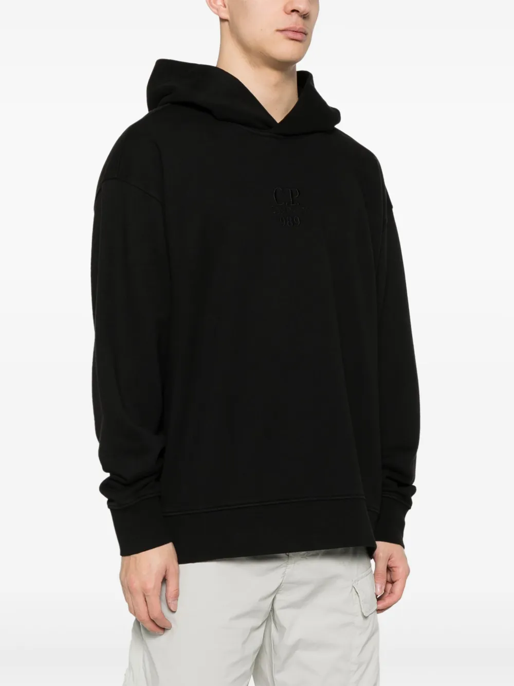 C.P. Company Diagonal Fleece hoodie Zwart