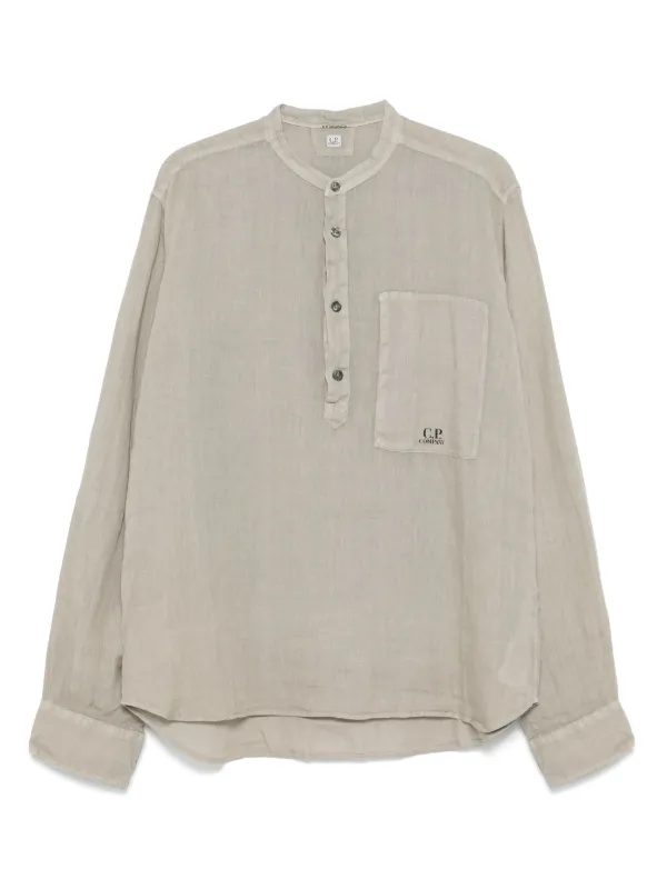 C.P. Company リネンロングスリーブシャツ C.P. Company ロングスリーブ リネンシャツ | グリーン
