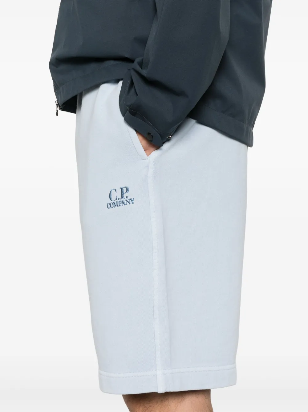Shop C.p. Company Diagonal Fleece Shorts In Blue