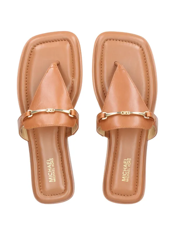 Michael Michael Kors logo-plaque flip-flops Brown FARFETCH IN