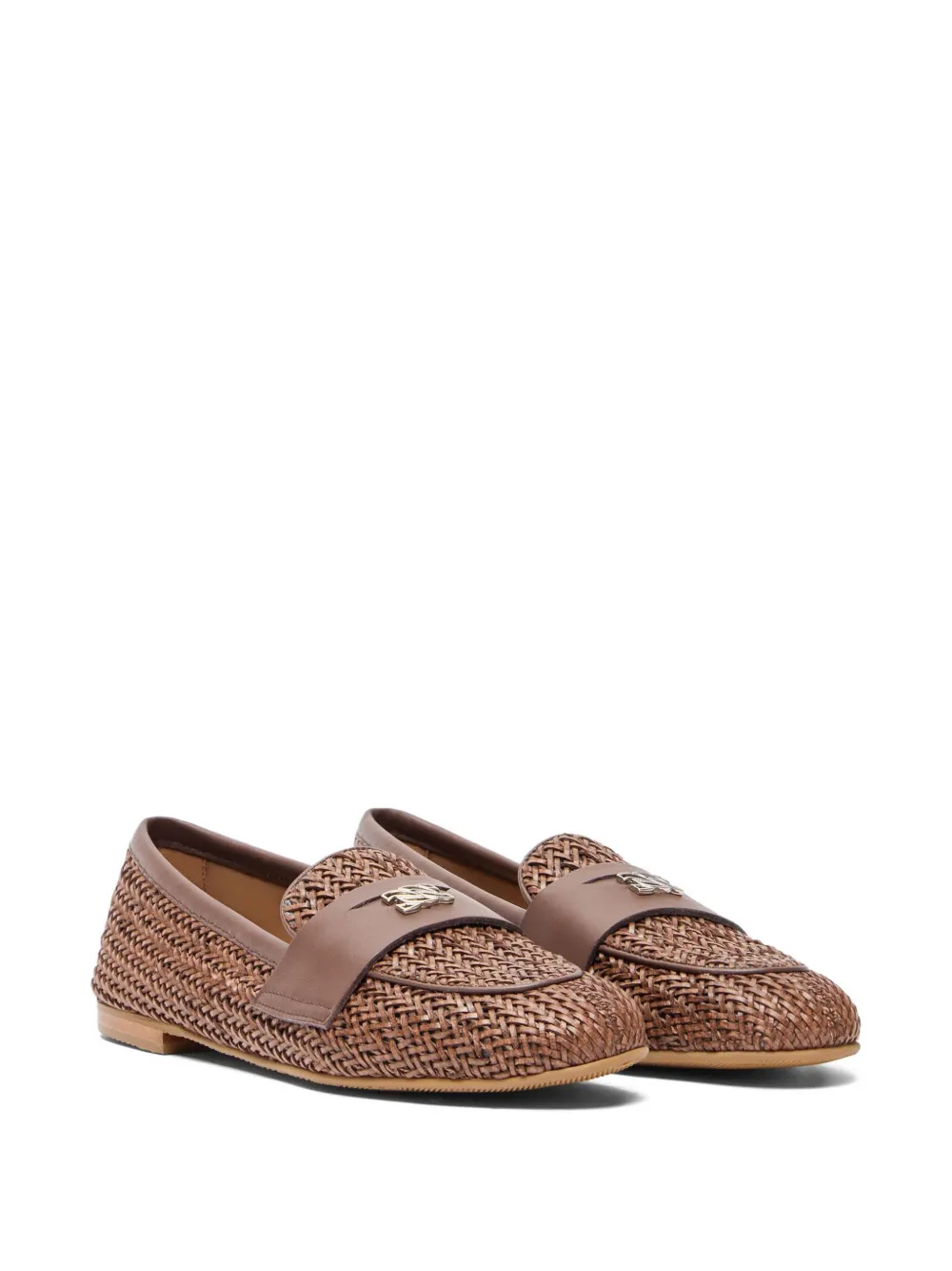 Casadei Hanoi loafers van geweven leer Bruin