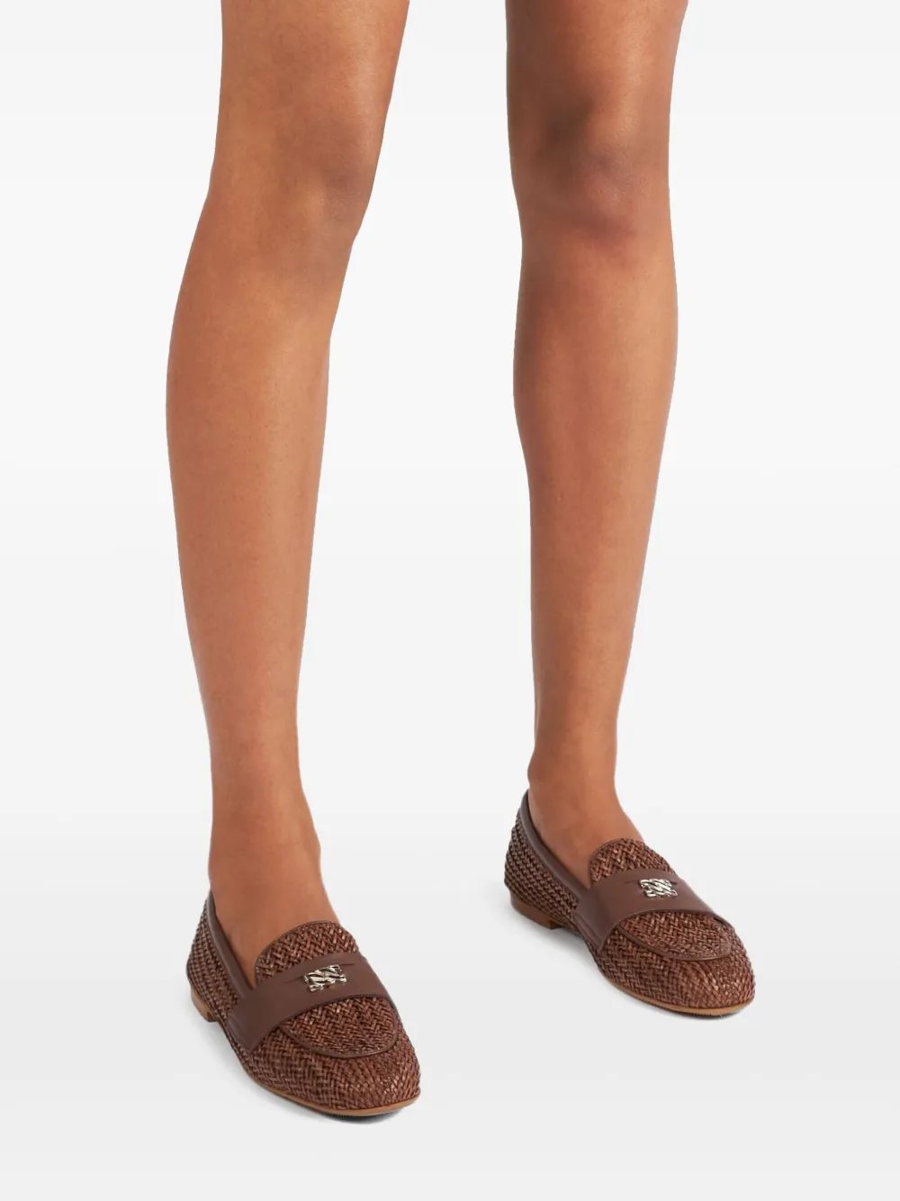 Casadei Hanoi loafers van geweven leer Bruin