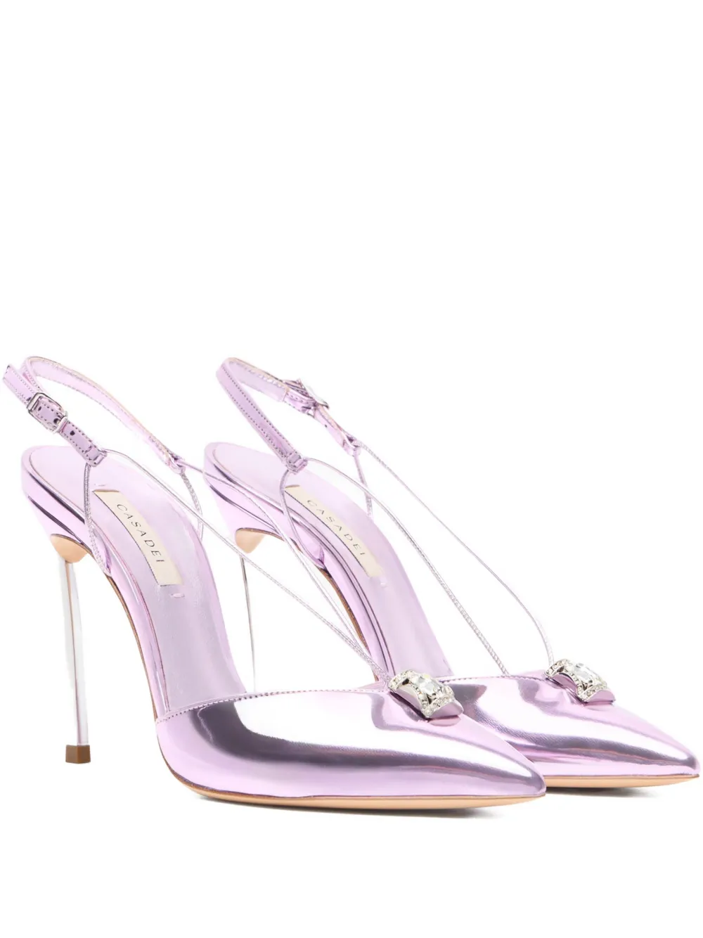 Casadei 100mm metallic pointed-toe heeled pumps Pink