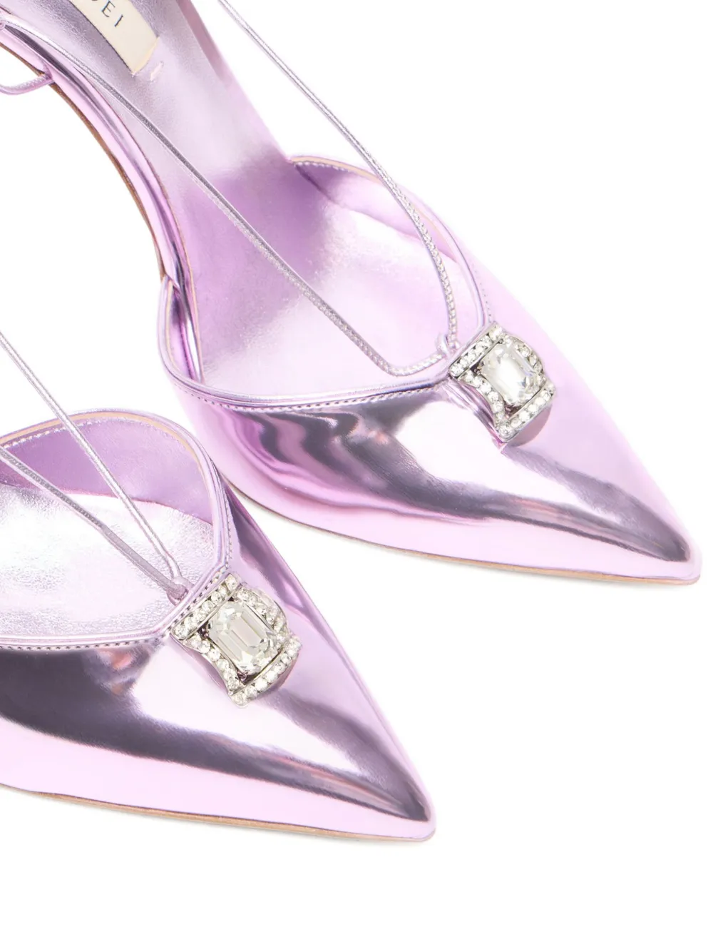 Casadei 100mm metallic pointed-toe heeled pumps Pink