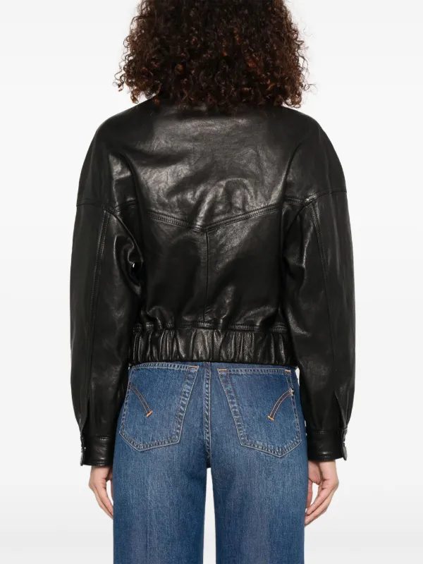 DONDUP Leather Bomber Jacket | Black | FARFETCH JO