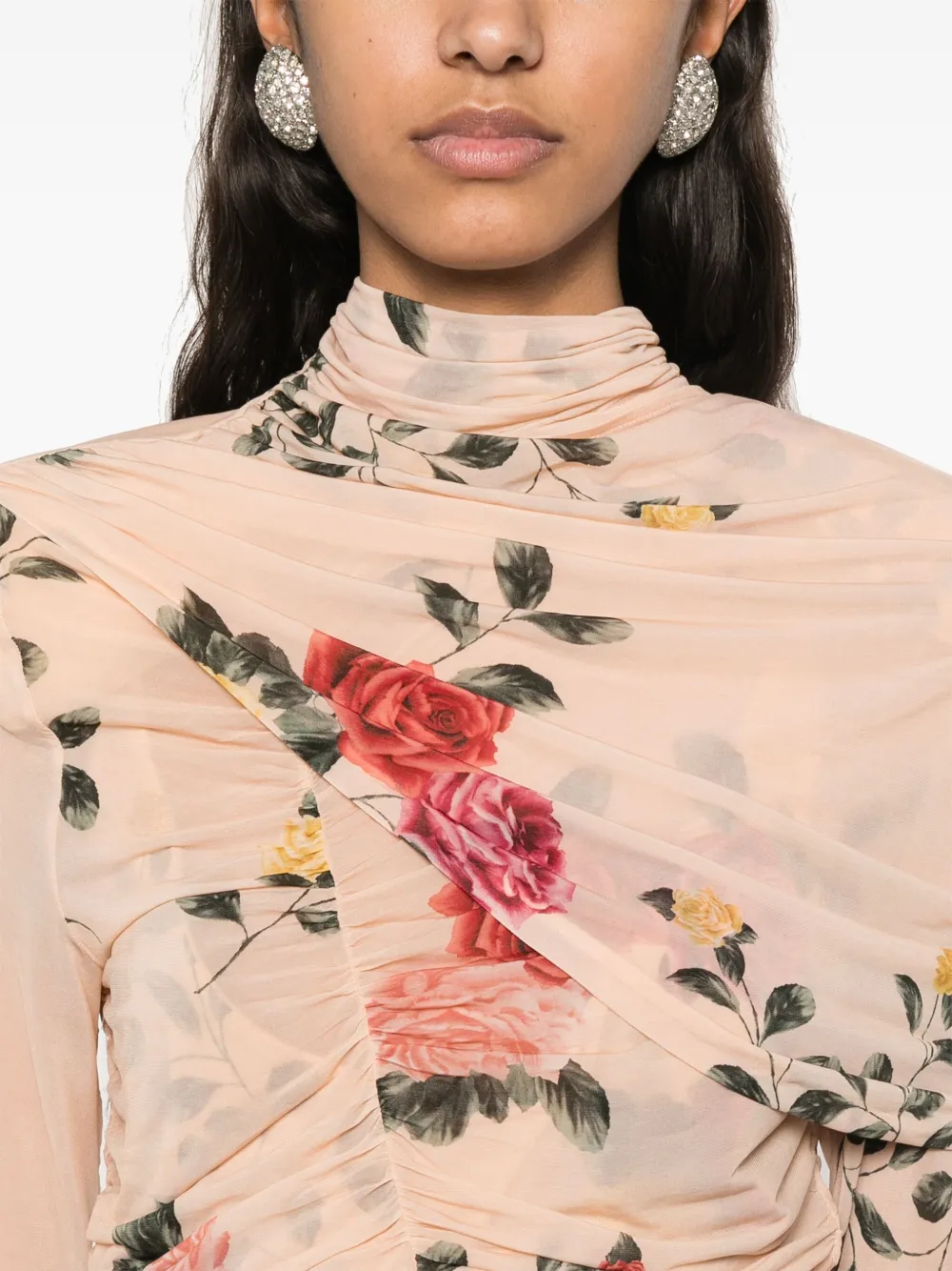 Magda Butrym Floral-print Midi Dress In Neutrals