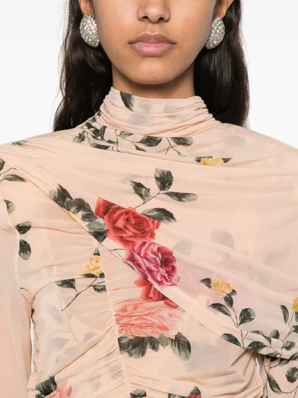 Magda Butrym floral-print Midi Dress | Neutrals | FARFETCH