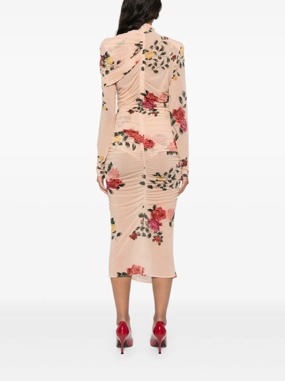 Magda Butrym Floral-print Midi Dress In Neutrals